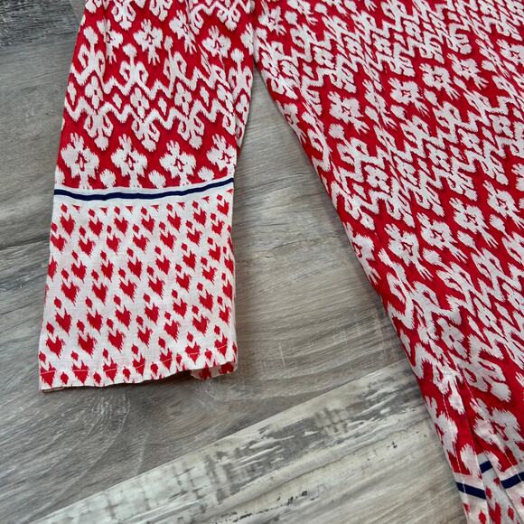 Sundance Red Embroidered Cotton Tunic Dress Ikat Print Boho Beach Coverup S - Picture 3 of 7